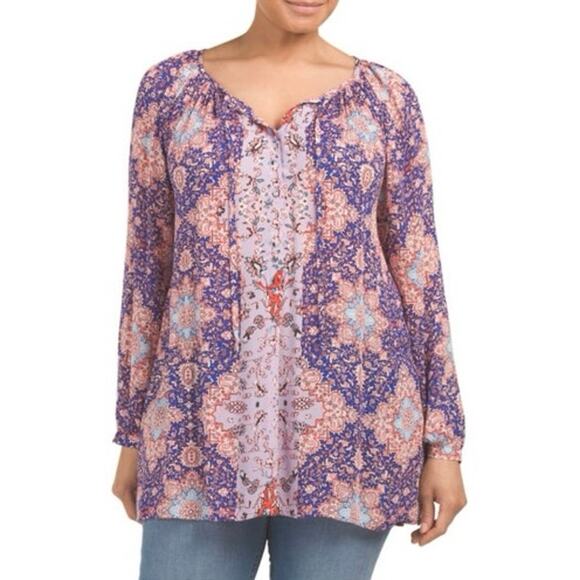 Lucky Brand Tops - LUCKY BRAND Women's PLUS 3X Floral Print Button Popover Blouse Peasant Top